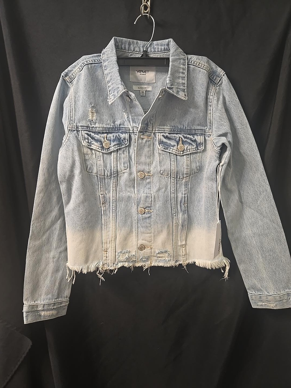 NWT Vervet by Flying Monkey XS Ombre Distressed Denim Jacket